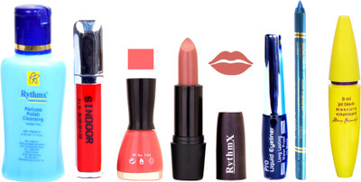 Rythmx Light Pink Lipstick Light Pink Nail Polish Remover Skinny Liquid EyeLiner Sindoor Pro Non Transfer Turquoise Blue Kajal Bold Look Maskara Color Fever Kit 6864(Set of 7)
Rythmx Light Pink Lipstick Light Pink Nail Polish Remover Skinny Liquid EyeLiner Sindoor Pro Non Transfer Turquoise Blue Kajal Bold Look Maskara Color Fever Kit 6864(Set of 7)