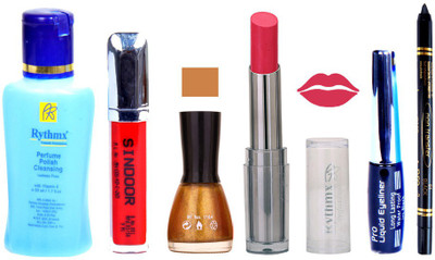 Rythmx Lipstick And Nail Polish + Eyliner + Sindoor + Remover + Kajal Makeup Combo Pack(Set of 6)
Rythmx Lipstick And Nail Polish + Eyliner + Sindoor + Remover + Kajal Makeup Combo Pack(Set of 6)