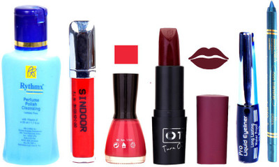 Rythmx Remover, OTG Lipstick, Sindoor, Nail Polish,EyeLiner, Remover,Turqoise Blue Kajal, Makeup kit Combo 10051(Set of 6)
Rythmx Remover, OTG Lipstick, Sindoor, Nail Polish,EyeLiner, Remover,Turqoise Blue Kajal, Makeup kit Combo 10051(Set of 6)