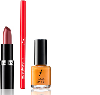 Faces Go Chic Lipstick Wild Blush +Magneteyes Kajal+ Splash Nail Enamel Persimmon(Set of 3)
Faces Go Chic Lipstick Wild Blush +Magneteyes Kajal+ Splash Nail Enamel Persimmon(Set of 3)