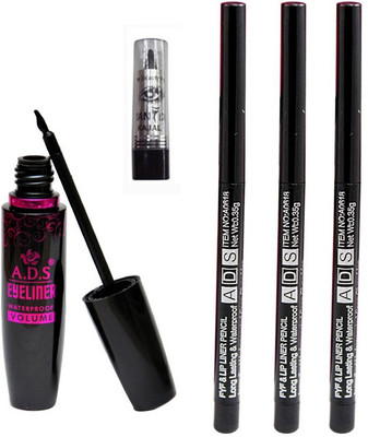 ADS 1625 Eyeliner, Kajal and Lip Liner Pencils(Set of 5)