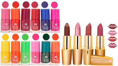 Aroma Care Lot of 12-piece Surprise Nail Polish Set and Rythm Lipsticks Combo 16(Set of 16)