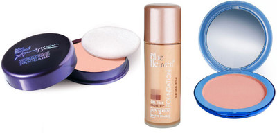 Blue Heaven Xpression Pan Cake,Oil Free Foundation & Silk On Face Compact Combo.(Set of 3)
Blue Heaven Xpression Pan Cake,Oil Free Foundation & Silk On Face Compact Combo.(Set of 3)
