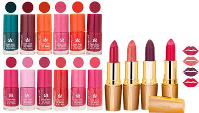 Aroma Care 12 Piece Vibrant Color Nail Polish Combo Set With 4 Rythm Creamy Matte Lipstick Combo 98(Set of 16)
Aroma Care 12 Piece Vibrant Color Nail Polish Combo Set With 4 Rythm Creamy Matte Lipstick Combo 98(Set of 16)
