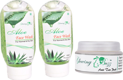 Glowing Buzz Combo of 2 Aloe Face Wash And 1 Anti Tan Pack for face, hand and under arms(Set of 3)
Glowing Buzz Combo of 2 Aloe Face Wash And 1 Anti Tan Pack for face, hand and under arms(Set of 3)