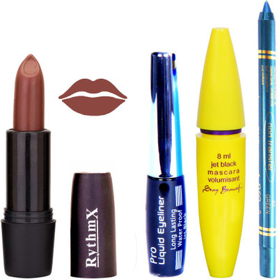 Rythmx Brown Lipstick Bold Look Eyeliner Non Pro Transfer Turqoise Blue Kajal Jet Black Volumisant Mascara Kit 30334(Set of 4)
Rythmx Brown Lipstick Bold Look Eyeliner Non Pro Transfer Turqoise Blue Kajal Jet Black Volumisant Mascara Kit 30334(Set of 4)