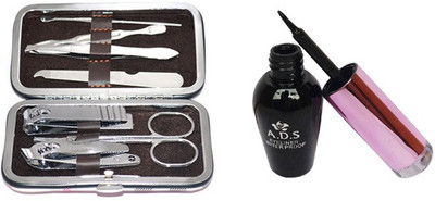 ADS Waterproof Eyeliner with Maniure & Pedicure Kit(Set of 2)