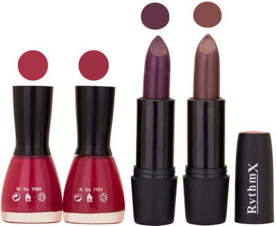 Rythmx FB NAIL POLISHES BLACK LIPSTICKS IMPORTANT COMBO 54(Set of 4)