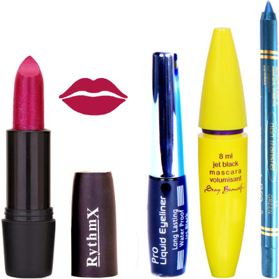 Rythmx Houte Coture Shimmer Mazanta Lipstick Bold Look Eyeliner Non Pro Transfer Turqoise Blue Kajal Jet Black Volumisant Mascara Kit 30309(Set of 4)
Rythmx Houte Coture Shimmer Mazanta Lipstick Bold Look Eyeliner Non Pro Transfer Turqoise Blue Kajal Jet Black Volumisant Mascara Kit 30309(Set of 4)