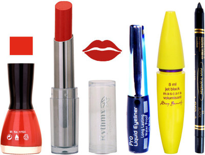 Rythmx Intense Matte Red Shade Lipstick, Redish Nail Polish,Black Eyeliner,Mascara, And Stay On Black Kajal 7328(Set of 5)
Rythmx Intense Matte Red Shade Lipstick, Redish Nail Polish,Black Eyeliner,Mascara, And Stay On Black Kajal 7328(Set of 5)