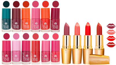 Aroma Care 12 Piece Vibrant Color Nail Polish Combo Set With 4 Rythm Creamy Matte Lipstick Combo 41(Set of 16) 
Aroma Care 12 Piece Vibrant Color Nail Polish Combo Set With 4 Rythm Creamy Matte Lipstick Combo 41(Set of 16)