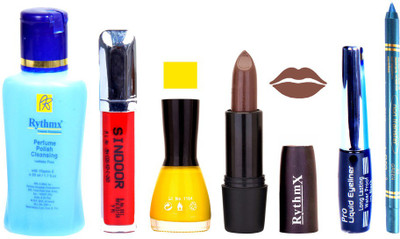 Rythmx Brown Lipstick Yellow Nail Polish Remover Eye Liner Sindoor Turquoise Blue Kajal Combo Kit 8884(Set of 6)
Rythmx Brown Lipstick Yellow Nail Polish Remover Eye Liner Sindoor Turquoise Blue Kajal Combo Kit 8884(Set of 6)