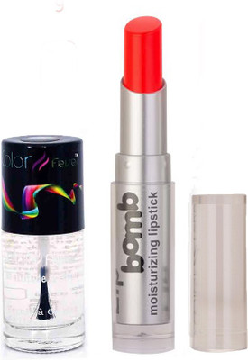 Color Fever 949 Topcoat Nail Polish+Neon Lipstick(Set of 2)