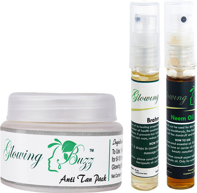 Glowing Buzz Combo of 1 Natural Anti Tan Pack for Face, Dark Under Arms and Hands, 1 Brahmi Essential Oil and 1 Neem Essential Oil(Set of 3)
Glowing Buzz Combo of 1 Natural Anti Tan Pack for Face, Dark Under Arms and Hands, 1 Brahmi Essential Oil and 1 Neem Essential Oil(Set of 3)