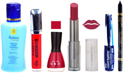 Rythmx Lipstick And Nail Polish + Eyliner + Sindoor + Remover + Kajal Makeup Combo Pack(Set of 6)
Rythmx Lipstick And Nail Polish + Eyliner + Sindoor + Remover + Kajal Makeup Combo Pack(Set of 6)