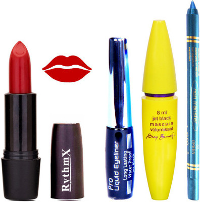 Rythmx Frosty Red Lipstick Bold Look Eyeliner Non Pro Transfer Turqoise Blue Kajal Jet Black Volumisant Mascara Kit 30305(Set of 4)
Rythmx Frosty Red Lipstick Bold Look Eyeliner Non Pro Transfer Turqoise Blue Kajal Jet Black Volumisant Mascara Kit 30305(Set of 4)
