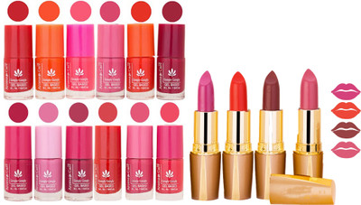 Aroma Care 12 Piece Vibrant Color Nail Polish Combo Set With 4 Rythm Creamy Matte Lipstick Combo 164(Set of 16)
Aroma Care 12 Piece Vibrant Color Nail Polish Combo Set With 4 Rythm Creamy Matte Lipstick Combo 164(Set of 16)