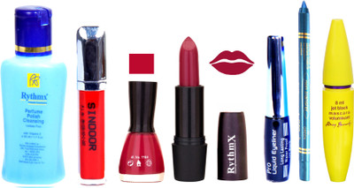 Rythmx Rose Mauve Lipstick Redish Pink Nail Polish Remover Skinny Liquid EyeLiner Sindoor Pro Non Transfer Turquoise Blue Kajal Bold Look Maskara Color Fever Kit 6868(Set of 7)
Rythmx Rose Mauve Lipstick Redish Pink Nail Polish Remover Skinny Liquid EyeLiner Sindoor Pro Non Transfer Turquoise Blue Kajal Bold Look Maskara Color Fever Kit 6868(Set of 7)