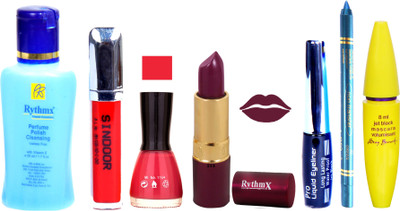 Rythmx Mazanta Lipstick Neon Pink Nail Polish Remover Black EyeLiner Sindoor Turquoise Blue Kajal Maskara 38(Set of 7)
Rythmx Mazanta Lipstick Neon Pink Nail Polish Remover Black EyeLiner Sindoor Turquoise Blue Kajal Maskara 38(Set of 7)