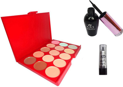 ADS Waterproof Eyeliner with Concealer and Kajal(Set of 3)