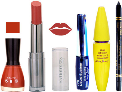 Rythmx Intense Matte Pure brown Shade Lipstick, Brownish Pink Nail Polish,Black Eyeliner,Mascara, And Stay On Black Kajal 7308(Set of 5)
Rythmx Intense Matte Pure brown Shade Lipstick, Brownish Pink Nail Polish,Black Eyeliner,Mascara, And Stay On Black Kajal 7308(Set of 5)