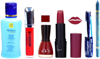 Rythmx Remover, OTG Lipstick, Sindoor, Nail Polish,EyeLiner, Remover,Turqoise Blue Kajal, Makeup kit Combo 10033(Set of 6)
Rythmx Remover, OTG Lipstick, Sindoor, Nail Polish,EyeLiner, Remover,Turqoise Blue Kajal, Makeup kit Combo 10033(Set of 6)