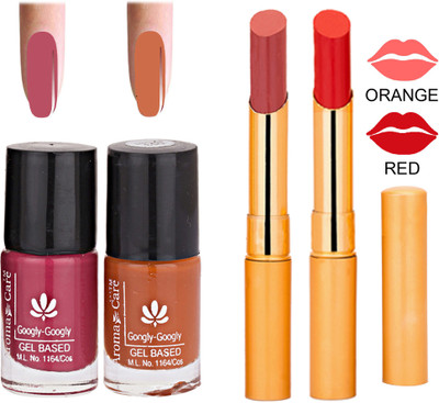 Aroma Care Nail Polish RHYTHM Orange Lipstick Combo 113(Set of 4)