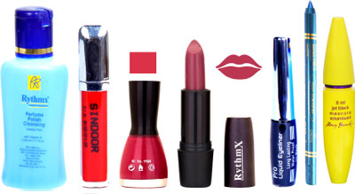 Rythmx Pinkish Purple Lipstick Mazanta Pink Nail Polish Remover Eye Liner Sindoor Pro Non Transfer Turquoise Blue Kajal Maskara Color Bomb Kit 1838(Set of 7)
Rythmx Pinkish Purple Lipstick Mazanta Pink Nail Polish Remover Eye Liner Sindoor Pro Non Transfer Turquoise Blue Kajal Maskara Color Bomb Kit 1838(Set of 7)