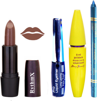 Rythmx Choclaty Brown Lipstick Bold Look Eyeliner Non Pro Transfer Turqoise Blue Kajal Jet Black Volumisant Mascara Kit 30338(Set of 4)
Rythmx Choclaty Brown Lipstick Bold Look Eyeliner Non Pro Transfer Turqoise Blue Kajal Jet Black Volumisant Mascara Kit 30338(Set of 4)
