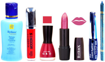 Rythmx Shimmer Purple Lipstick Neon Pink Yellow Nail Polish Remover Eye Liner Sindoor Turquoise Blue Kajal Combo Kit 8920(Set of 6)
Rythmx Shimmer Purple Lipstick Neon Pink Yellow Nail Polish Remover Eye Liner Sindoor Turquoise Blue Kajal Combo Kit 8920(Set of 6)