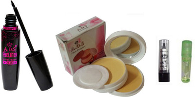 ADS 1625 Eyeliner, Kajal, Compact Powder and Lip Gloss(Set of 4)