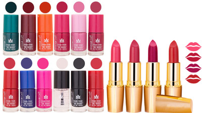 Aroma Care 12 Piece Vibrant Color Nail Polish Combo Set With 4 Rythm Creamy Matte Lipstick Combo 23(Set of 16)
Aroma Care 12 Piece Vibrant Color Nail Polish Combo Set With 4 Rythm Creamy Matte Lipstick Combo 23(Set of 16)