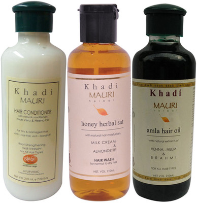 Khadi Mauri Herbal Conditioner - Honey Sat Shampoo & Amla Hair Oil Combo Pack of 3 Ayurvedic Natural 210 ml each(Set of 3)
Khadi Mauri Herbal Conditioner - Honey Sat Shampoo & Amla Hair Oil Combo Pack of 3 Ayurvedic Natural 210 ml each(Set of 3)