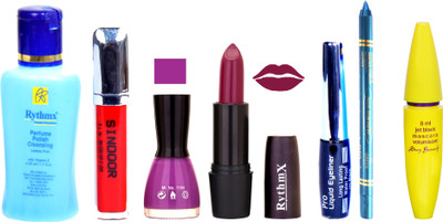 Rythmx Mauve Lipstick Purple Nail Polish Remover Eye Liner Sindoor Pro Non Transfer Turquoise Blue Kajal Maskara Color Bomb Kit 1858(Set of 7)
Rythmx Mauve Lipstick Purple Nail Polish Remover Eye Liner Sindoor Pro Non Transfer Turquoise Blue Kajal Maskara Color Bomb Kit 1858(Set of 7)