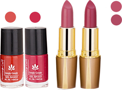 Aroma Care Orange Nail Polish + Purple Lipstick Combo 2907201646(Set of 4)