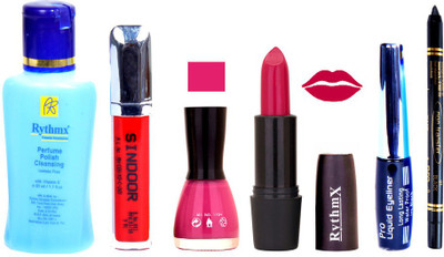 Rythmx Bright Mazanta Lipstick Voilet Purple Nail Polish Remover Eye Liner Sindoor Black Kajal Combo Kit 9824(Set of 6)
Rythmx Bright Mazanta Lipstick Voilet Purple Nail Polish Remover Eye Liner Sindoor Black Kajal Combo Kit 9824(Set of 6)