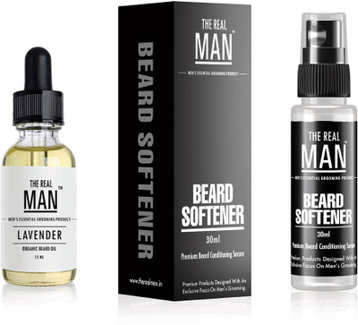 The Real Man Beard & Mustache Hair Oil Lavender(15ml) & Softener(30ml)(Set of 2)