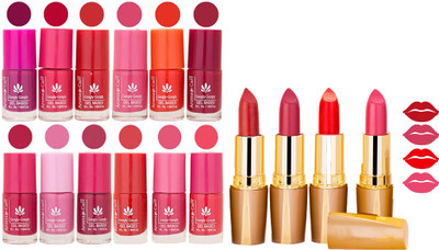 Aroma Care 12 Piece Vibrant Color Nail Polish Combo Set With 4 Rythm Creamy Matte Lipstick Combo 180(Set of 16)
Aroma Care 12 Piece Vibrant Color Nail Polish Combo Set With 4 Rythm Creamy Matte Lipstick Combo 180(Set of 16)
