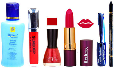 Rythmx Lipstick ,Remover, Sindoor, Nail Polish,EyeLiner,Black Kajal, Makeup kit Combo 12104(Set of 6)
Rythmx Lipstick ,Remover, Sindoor, Nail Polish,EyeLiner,Black Kajal, Makeup kit Combo 12104(Set of 6)