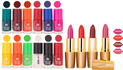 Aroma Care 12 Piece Vibrant Color Nail Polish Combo Set With 4 Rythm Creamy Matte Lipstick Combo 157(Set of 16)
Aroma Care 12 Piece Vibrant Color Nail Polish Combo Set With 4 Rythm Creamy Matte Lipstick Combo 157(Set of 16)