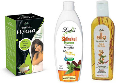 Lalas Shikakai Henna Shampoo,Ella Herbal HairOil and Herbal Henna(Set of 3)