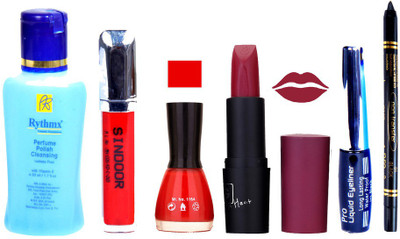 Rythmx Remover, OTG Lipstick, Sindoor, Nail Polish,EyeLiner, Remover,Black Kajal, Makeup kit Combo 10089(Set of 6)
Rythmx Remover, OTG Lipstick, Sindoor, Nail Polish,EyeLiner, Remover,Black Kajal, Makeup kit Combo 10089(Set of 6)