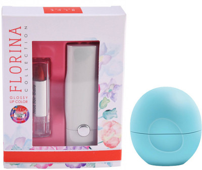 Blue Heaven Florina Glossy Lipstick (Coral Red) & Lip Balm Cocoa Butter (8 GM)(Set of 2)