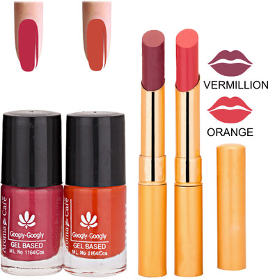 Aroma Care Nail Polish RHYTHM Orange Lipstick Combo 058(Set of)