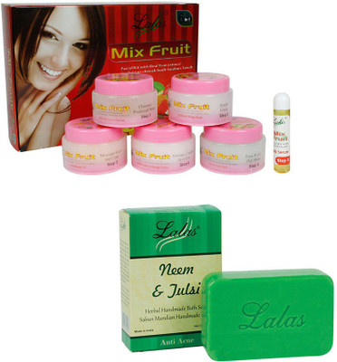 Lalas Neem Tulsi Soap, Mix Fruit Facial Kit(Set of 2)