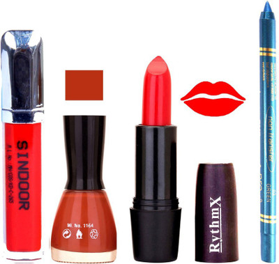 Rythmx Orange Lipstick Light Brown Shade Nail Polish Sindoor and Non Pro Transfer Turquoise Blue Kajal Combo kit 9926(Set of 4)
Rythmx Orange Lipstick Light Brown Shade Nail Polish Sindoor and Non Pro Transfer Turquoise Blue Kajal Combo kit 9926(Set of 4)