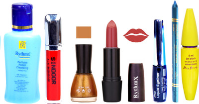 Rythmx Gajri Lipstick Glitter Gold Nail Polish Remover Eye Liner Sindoor Pro Non Transfer Turquoise Blue Kajal Maskara Color Bomb Kit 1841(Set of 7)
Rythmx Gajri Lipstick Glitter Gold Nail Polish Remover Eye Liner Sindoor Pro Non Transfer Turquoise Blue Kajal Maskara Color Bomb Kit 1841(Set of 7)