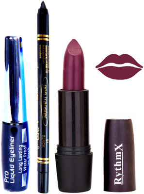 Rythmx Jamini Lipstick Eyeliner Kajal Combo Kit 780115(Set of 3)