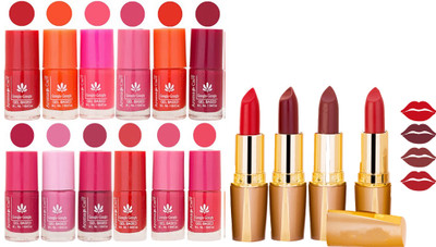 Aroma Care 12 Piece Vibrant Color Nail Polish Combo Set With 4 Rythm Creamy Matte Lipstick Combo 145(Set of 16)
Aroma Care 12 Piece Vibrant Color Nail Polish Combo Set With 4 Rythm Creamy Matte Lipstick Combo 145(Set of 16)