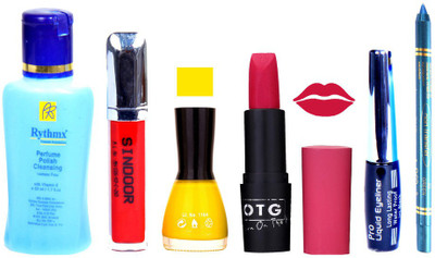 Rythmx Remover, OTG Lipstick, Sindoor, Nail Polish,EyeLiner, Remover,Turqoise Blue Kajal, Makeup kit Combo 10001(Set of 6)
Rythmx Remover, OTG Lipstick, Sindoor, Nail Polish,EyeLiner, Remover,Turqoise Blue Kajal, Makeup kit Combo 10001(Set of 6)
